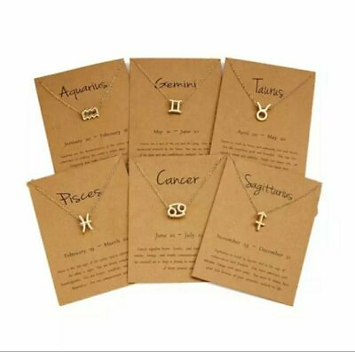#ad 2X Zodiac Sign Pendant Charms 12 Constellation Necklace Choker Jewelry Two Color $7.99