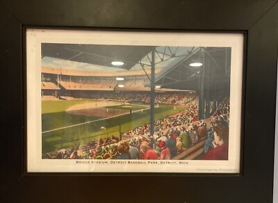 #ad Briggs Stadium Print. 11”x15”framed Corktown. Detroit Tigers.Tiger Stadium.MLB $40.00
