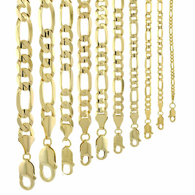 #ad 10k Solid Yellow Gold Figaro Chain Necklace 2.23mm 10.25mm Sz 16 30 Inches $308.61