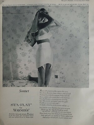 #ad 1957 women#x27;s sta flat high waist girdle by Warner#x27;s vintage fashion ad $9.99