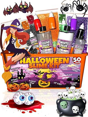 #ad Halloween Slime Kit for Girls and Boys 50 Pieces DIY Slime Making Set Supplies $24.96