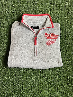 #ad Detroit Red Wings NHL GIII Sports Pull Over Mens Large Gray Red $23.99
