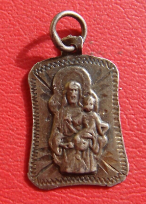 #ad Saint Joseph Holding Jesus Rare Antique Silver 800 Religious Beautiful Medal $50.00