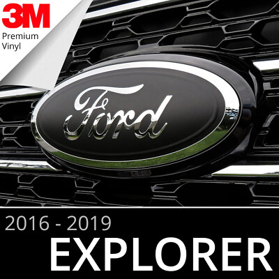 #ad 2016 2019 Ford Explorer Emblem Overlay Insert Decals Matte Black Set of 2 $22.99