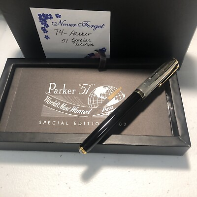 #ad PARKER 2002 Parker 51 Black Special Edition Empire State Cap Fountain Pen $425.00
