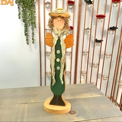 #ad Vintage Country Angel Girl Wooden Doll $27.20