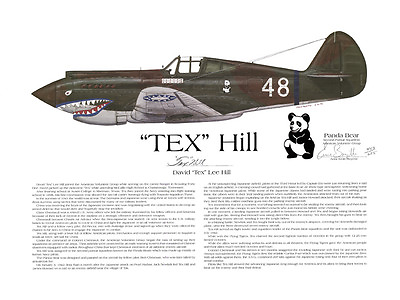 #ad P 40 Flying Tiger Ace David quot;Texquot; Hill Aviation Artist Ernie Boyette $70.00
