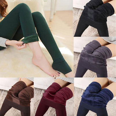 #ad Fashion Women Winter Warm Solid Fleece Lined Thermal Stretchy Leggings Pants $13.23