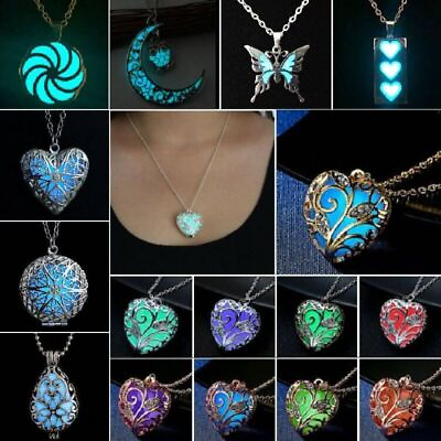 #ad Heart 925 Silver Pendant Necklace Glow in the Dark Women Wholesale Jewelry GBP 2.89