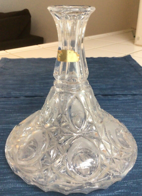 #ad Vintage Monarch Rosa West Germany Peacock Pattern Lead Crystal Ship Decanter A $49.95