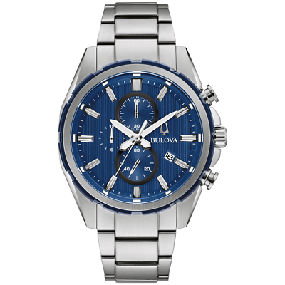 #ad #ad Bulova Men#x27;s Quartz Calendar Blue Dial Chronograph Watch 43MM 98A259 $122.99