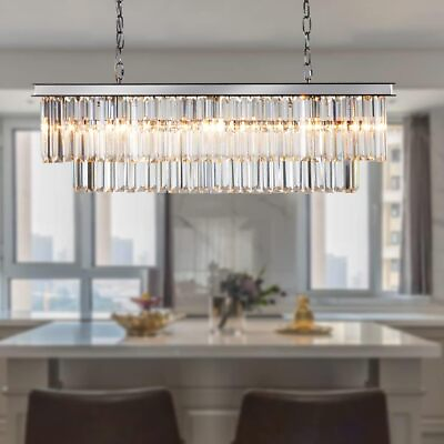 #ad #ad Luxury Chrome Rectangular Crystal Chandeliers Lighting Modern Pendant Ceiling... $278.23