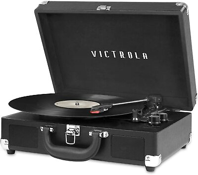 Victrola Vintage 3 Speed Bluetooth Suitcase Record Player with Built in Speakers $39.95