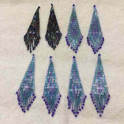 #ad 8 Piece Multiple Color Seed Bead Jewelry Applique Motif Patch 4.25quot; Wearable Art $14.95