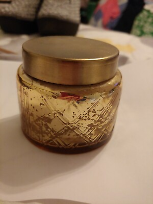 #ad Vintage Gold Candle Jar With Lid Unused Small About 3 oz Found At Estate Sale $13.40