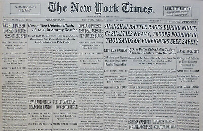#ad 8 1937 August 17 SHANGHAI BATTLE RAGES DURING NIGHT CASUALTIES HEAVY NY Times $49.50