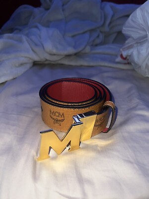 #ad MCM reversible Belt Both Red And Gold Sided $130.00