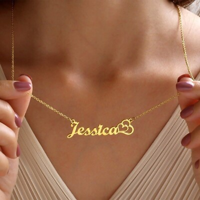 #ad 925 Sterling Silver Name Custom Letter White Gold Yellow Women Necklace Pendant $83.24