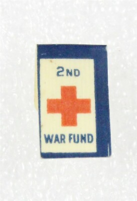 #ad Red Cross: 2nd War Fund lapel pin coated paper WWI era $19.95