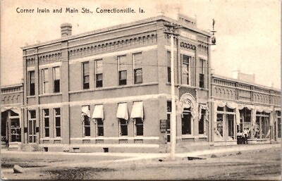 #ad Postcard State Bank Irwin amp; Main Street Correctionville Iowa IA 1908 20453 $29.95