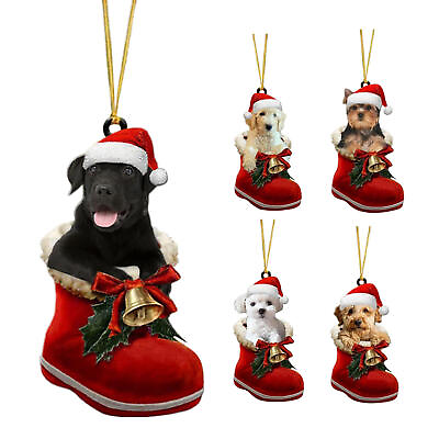 #ad Merry Christmas Dog Ornament Xmas Tree Hanging Statues Decoration Figure Pendant $7.63