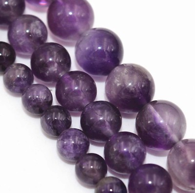 #ad Natural Amethyst 6 8 10 12mm Purple Genuine Gemstone Round Loose Beads 15quot; AAA $7.19
