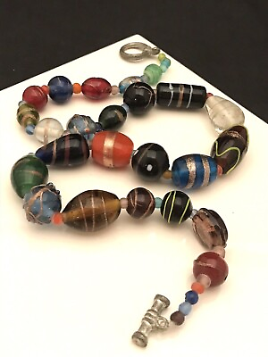 #ad Vintage Statement Necklace Lampwork Glass Beads Colorful Wedding Cake 13W $34.99