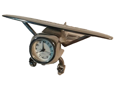 #ad B E Aerospace Collectible Mini Clock Plane Chrome Engraved Untested $19.73