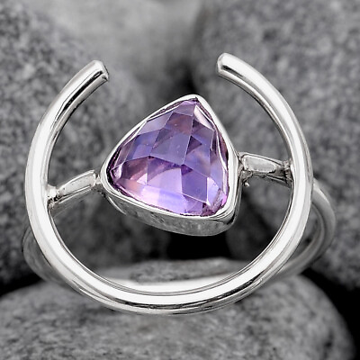 #ad Faceted Amethyst Brazil 925 Sterling Silver Ring s.8 Jewelry R 1036 $10.49