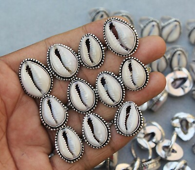 #ad 100 Natural cowdy shell rings silver overlay handmade rings women rings CP 164 $165.99