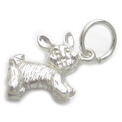 #ad Bunny Rabbit 2d sterling silver charm .925 x 1 Rabbits charms C $34.50