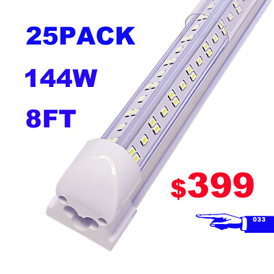 #ad 25PCS 8FT LED Tube Light Bulb 144W LED Shop Light Fixture 6500K Super Bright LED $399.00