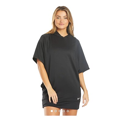 #ad Nike Women#x27;s Solid Cover Up Hooded Top Black Size Small NESSA383 001 NWT$72 $39.99