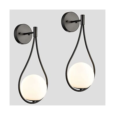 #ad HOLKIRT Black Wall Sconces Set of Two Mid Century Modern Wall Light Fixtures ... $163.79