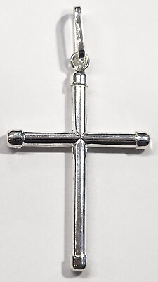 #ad Cross Pendant 2.5 inch Long 925 Sterling Silver Plain Simple New Religious # 4 $33.95