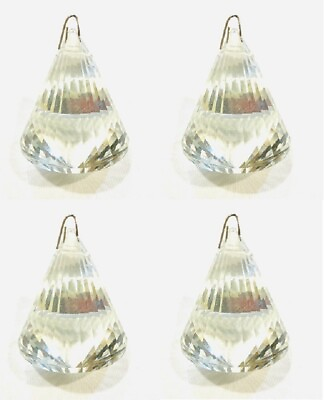 #ad 4 Clear Chandelier Crystals Lamp Prisms Hanging Prisms Parts 40mm wide 50mm long $10.95