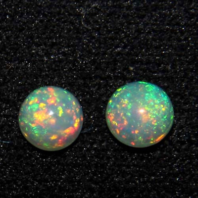 #ad 5mm Opal Round Ethiopian Fire Opal AAA Natural Welo Opal Cabochon Gemstone 2 PCS $13.45