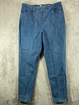 #ad Denim Co Damp;Co Jeans Womens Petite 1X Tapered Blue Jeans Pull On Hi Waist 34x29 B $16.89