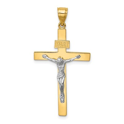#ad Real 14kt Two tone INRI Crucifix Pendant $233.09