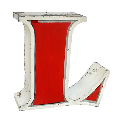 #ad 60s Industrial vintage letter L metallic channel decor signage volumetric 3D $300.00