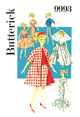 #ad Vintage 1960 Barbie Clothes Pattern Reproduction Butterick 9993 Uncut $7.95