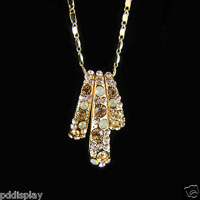 #ad 14k Gold GF brilliant with crystals pendant necklace AU $19.99