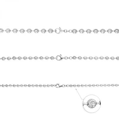 #ad 925 Silver 4mm 5mm 6mm Unisex White Half Moon Cut Beaded Chain Necklace 18quot; 30quot; $333.33
