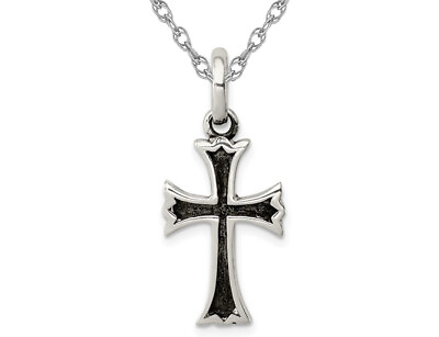 #ad Sterling Silver Antiqued Cross Pendant Necklace with Chain $69.95