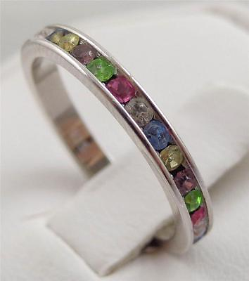 #ad 1.00cttw Channel Multi Gem Eternity 925 Sterling Silver Ring Band Choose Size $17.94