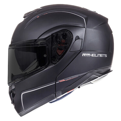 #ad MT Atom SV Solid Matt Black Modular Flip Front Motorcycle Helmet NEW GBP 69.99