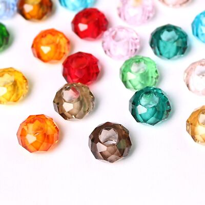 #ad Big Hole Charm Crystal Bead Faceted Jewelry Shiny Loose Bead Accessory Diy 20pcs $11.72