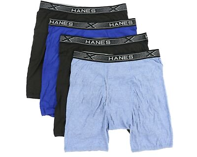 #ad Hanes 268427 Men#x27;s 2 black 1 light blue 1 royal blue Underwear 4 Pack Size XL $31.20