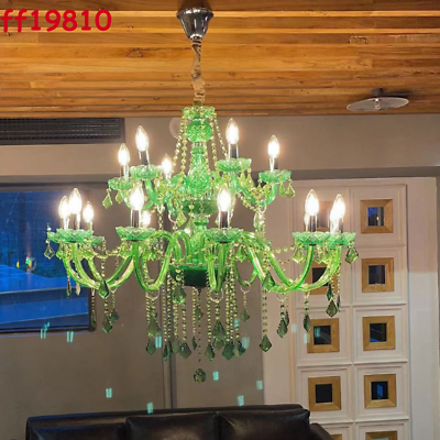 #ad Luxury Green Crystal Chandelier Dining Room Candle Lighting LED Ceiling Lamp $312.55