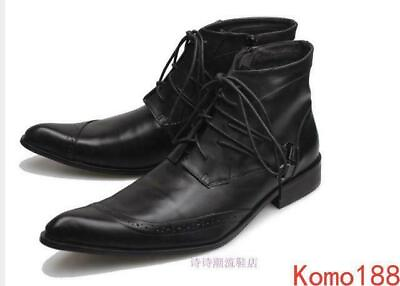 #ad Mens Western leather cowboy boots ankle boots pointed toe dress wedding shoes $77.57